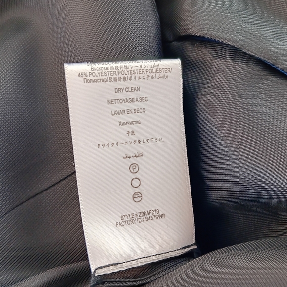 BCBGMaxAzria Chaya Blazer Blue Depth Single Button Collarless Pockets Large - Picture 12 of 15